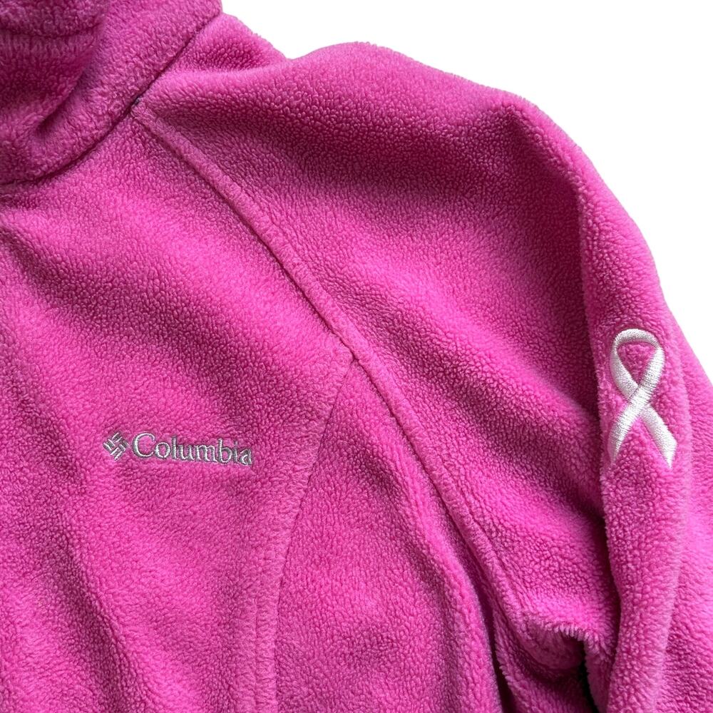 Columbia Women’s Full Zip Fleece Jacket Hot Pink Breast Cancer Awareness Large - Picture 2 of 5